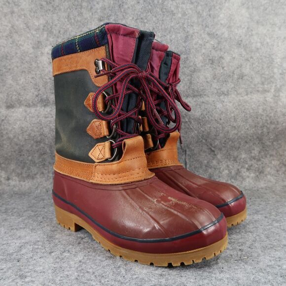 Eddie Bauer Shoes Womens 6 Boot Duck Winter Vintage Leather Rubber Plaid Lace Up - Picture 1 of 15